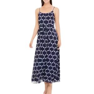 Sam Edelman Navy and White Sleeveless Printed Maxi Dress NWT Size M